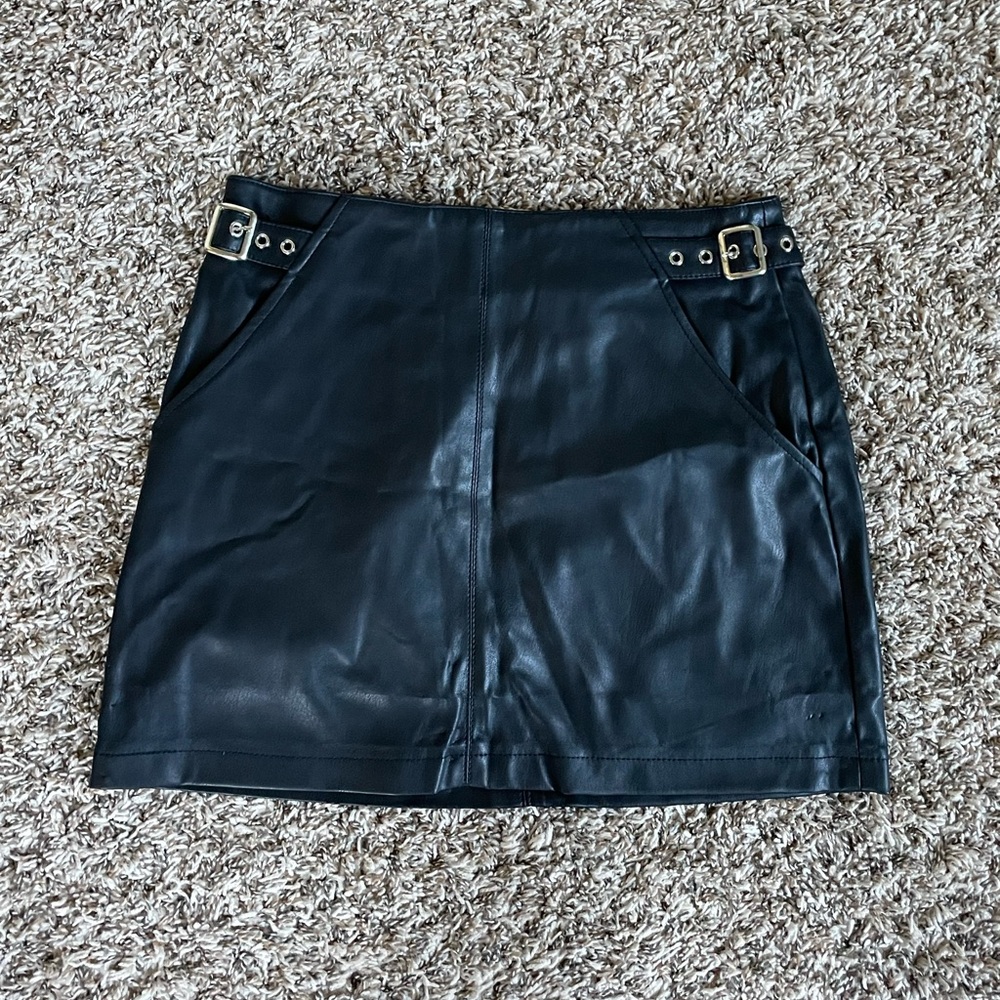 Black Faux leather Mini Skirt